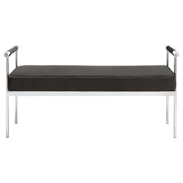 Safavieh Pim Long Rectangle Arms Bench, Shale & Chrome BCH6206A - main
